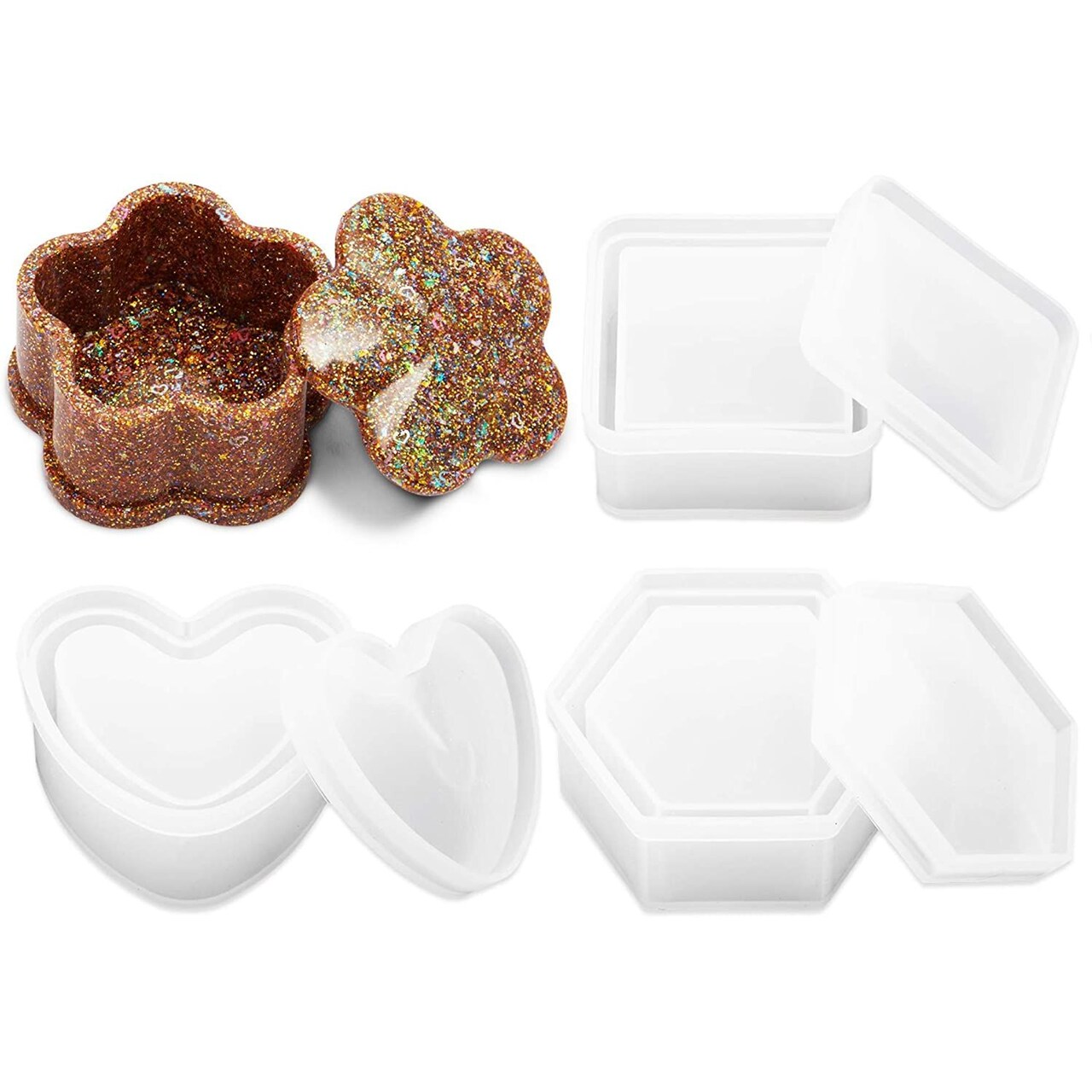 Clear Resin Silicone Shaping Kit, DIY Craft Supplies, Geometric Shapes (4 Pieces)